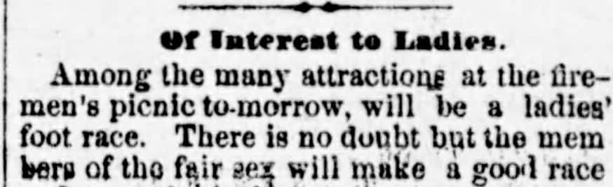 The Epitaph announces a foot-race available for women to enter in 1882