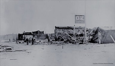 Tombstone Fire of 1882 showing the destruction at the ok Corral