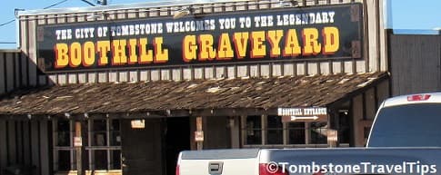 Boothill Graveyard Sign marking the spot to go to enter Boothill in Tombstone Arizona